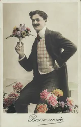 Mann mit einem Blumenstrauß